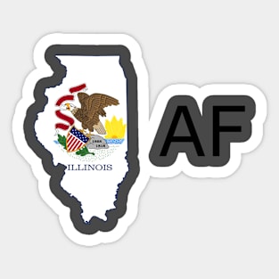 Illinois Flag State Outline AF (black) Sticker